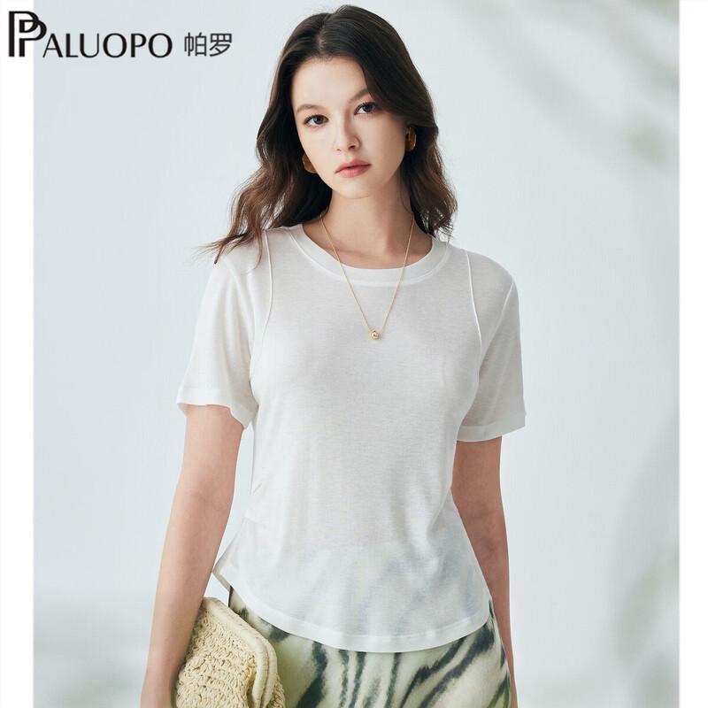 PALUOPO Women s Lyocell Blend Round Neck Short Sleeve T-Shirt M