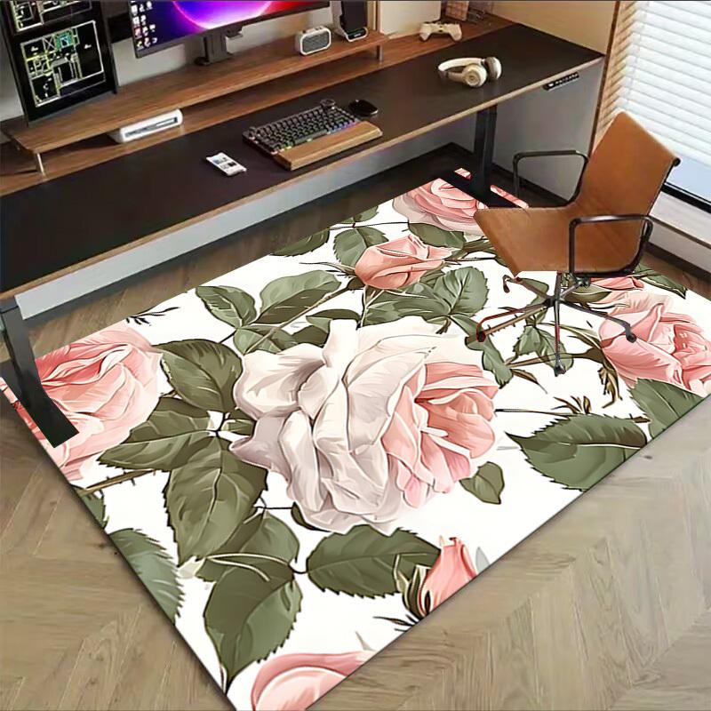 1PC Rose Pattern Carpet Ultra Soft, Thick & Absorbent, Non Slip Machine Washable Mat for Entryway