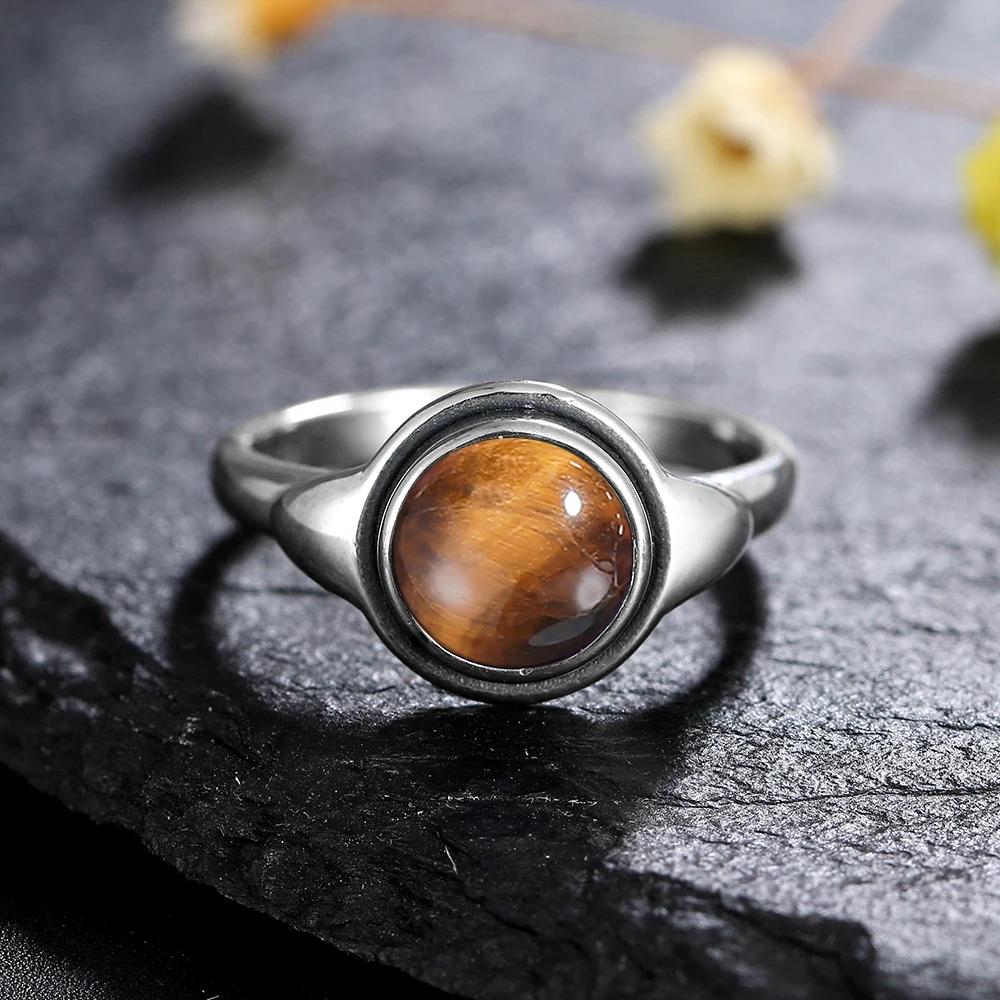 S Silver Ring for Women 8MM Oval Natural Moonstone Turquoise Laqbradorite Rhodochrosite Gift Party