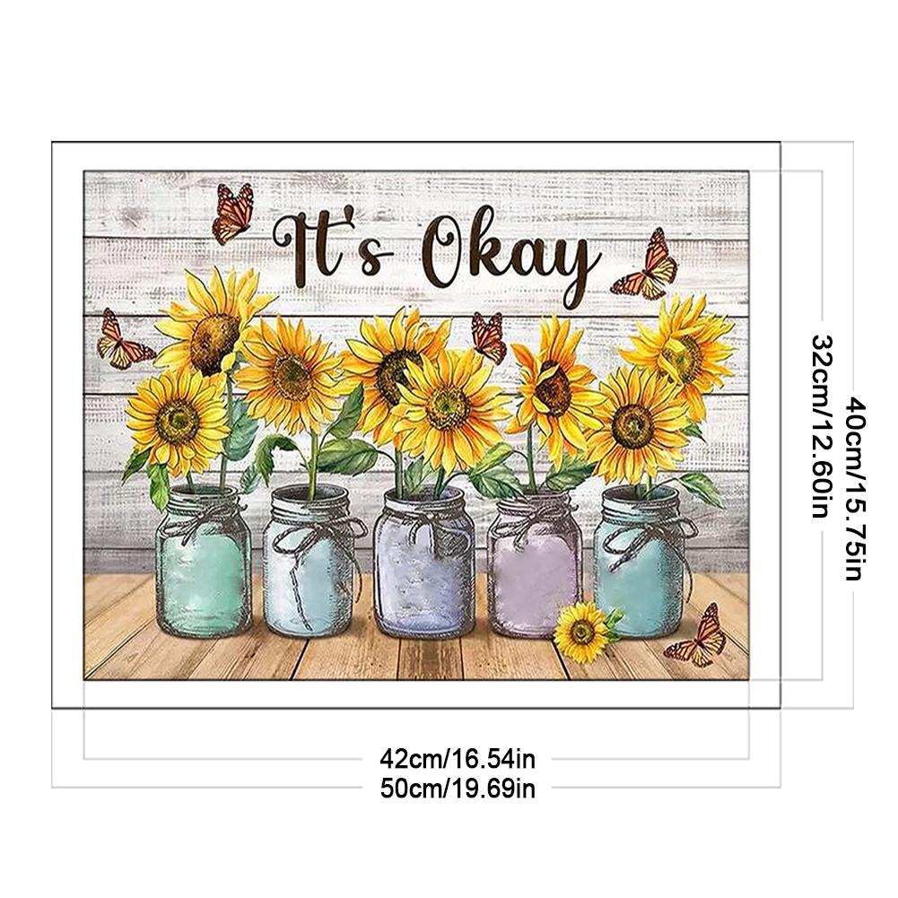 Sunflower Printed Cross Stitch Kit 50x40cm DIY 11CT Embroidery Craft Set Decor
