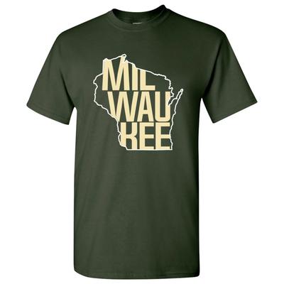 Milwaukee Basketball State Outline Unisex T-Shirt - Forest