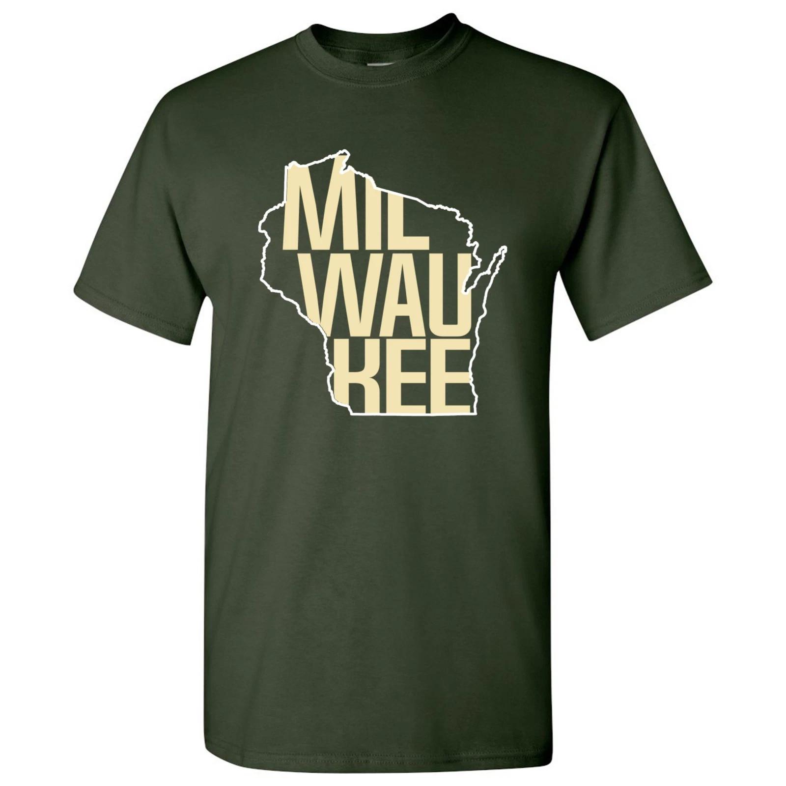 Milwaukee Basketball State Outline Unisex T-Shirt - Forest 4XL