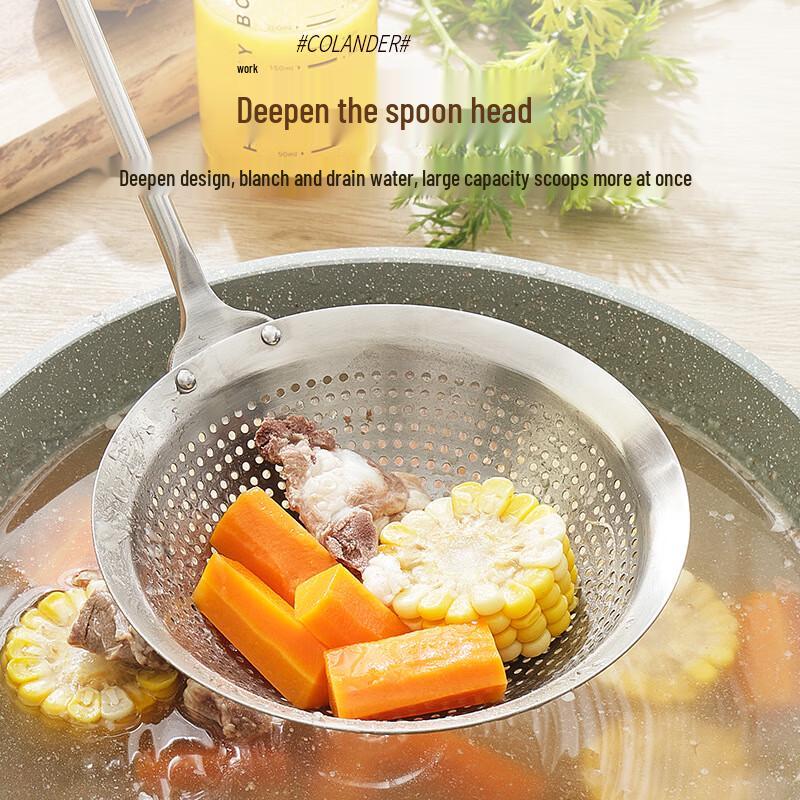 Lijia Verdicktes 304 Edelstahl Küchensieb Schöpflöffel