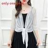 Summer Girls Lace Mesh Short Cardigan With Tie Closure For Casual Wear