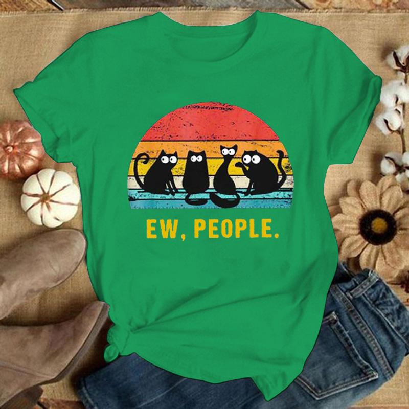 

Cute Cat Print Short Sleeve T Shirts Women T Shirts Summer Short Sleeved Male T-shirts Comfy Soft Shirts Loose Tops 4XL