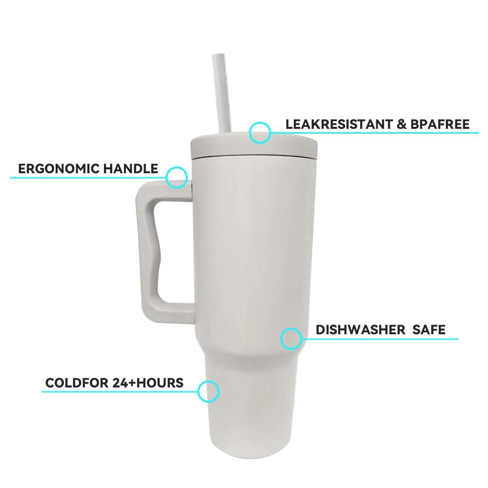 40 Oz Tumbler With Handle Straw Sealed And Leak-Proof Large Capacity Stainless Steel Coffee Cups Bottles Water Thermal Bottle