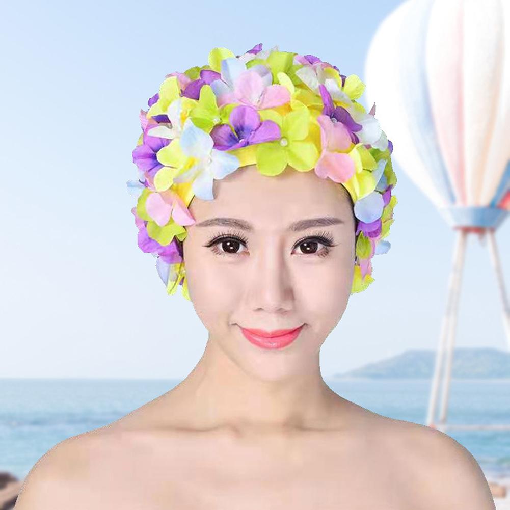 3D Flower Swimming Cap Breathable Swim Pool Hat Soft Long Hair Water Sports Hat Ear Protection Comfortable Pool Accesories
