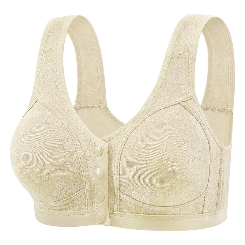 Middle Aged and Elderly Front Button Plus Size Bra Vest Style Bra for Women Without Steel Rims, Large Chest, Anti Sagging Bra for Mothers