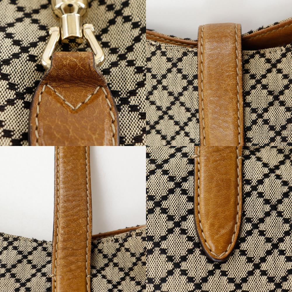 Gucci New Jackie Handbag 246907 Diamante Bamboo Fringe Brown Canvas Women Used