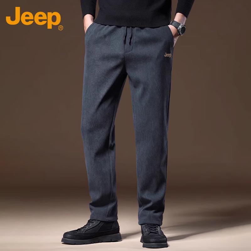 Jeep Men's Business Casual Thick Corduroy Straight Pants