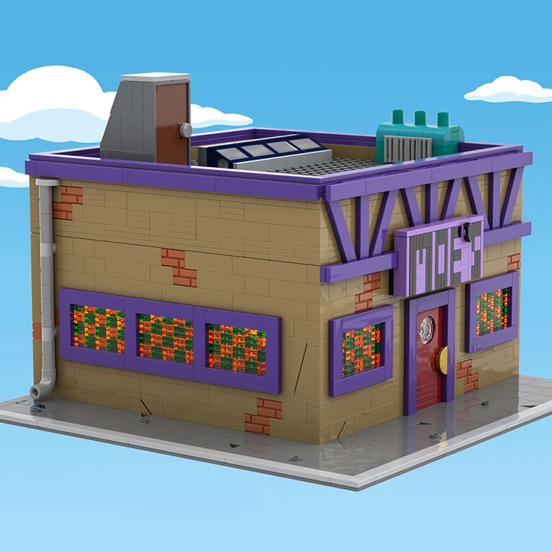 Buildmoc Comedy Moe's Tavern Architecture Ideasa Simpsomseds MOC Building Blocks Toys for Children Kids Gifts Toy 1736PCS Bricks