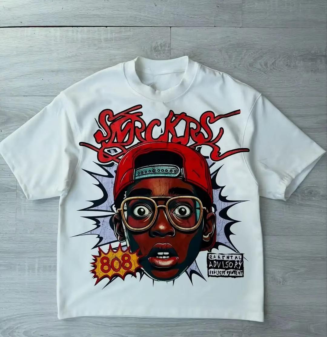 

Y2k Harajuku Streetwear Mens Womens Short Sleeved Fashion New Cartoon Print Design Shirt Retro Hiphop Trend Plus Size Tshirt 4XL