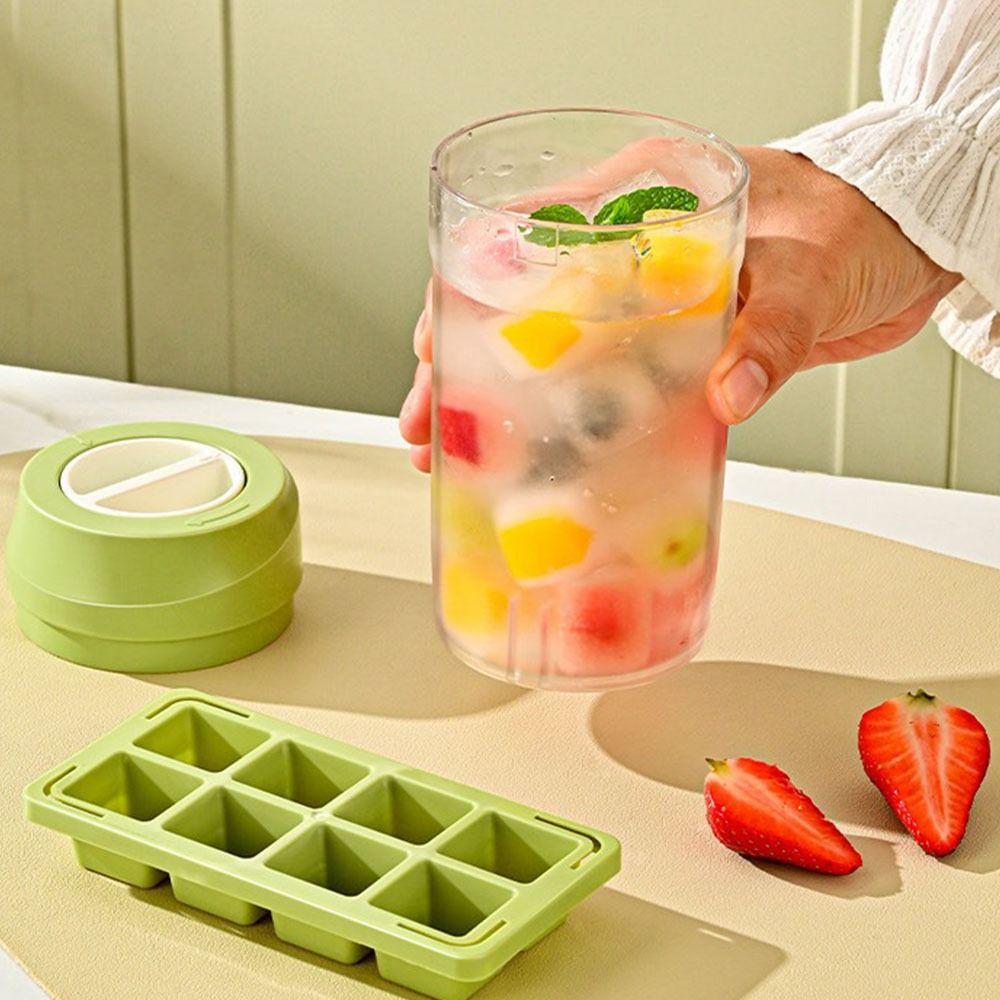 

Easy-Release Ice Cube Mold 8 Grid Drink Ice Box Portable Ice Cube Tray Summer білий