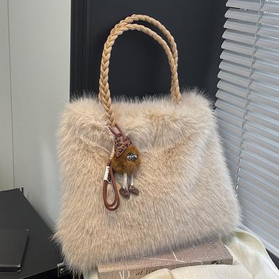 2025 New Autumn Handbag Plush Bag Women's Fashion Shoulder Bag Lazy Wind Large Capacity Underarm Bag Women