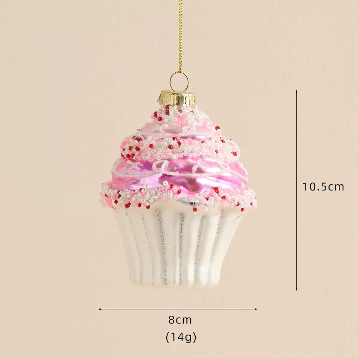 

Стеклянные елочные украшения Милый розовый пирожный макарон Сладкий десерт Подвесные шары для елки Праздничная вечеринка Домашний декор