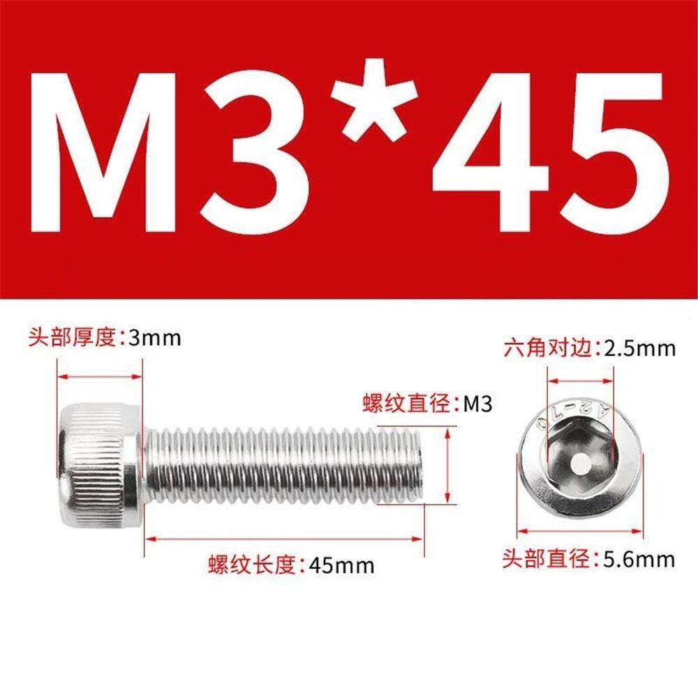 50 Pcs M3 x 8 mm hexagon socket screws, 304 stainless steel hexagon socket drive machine screws