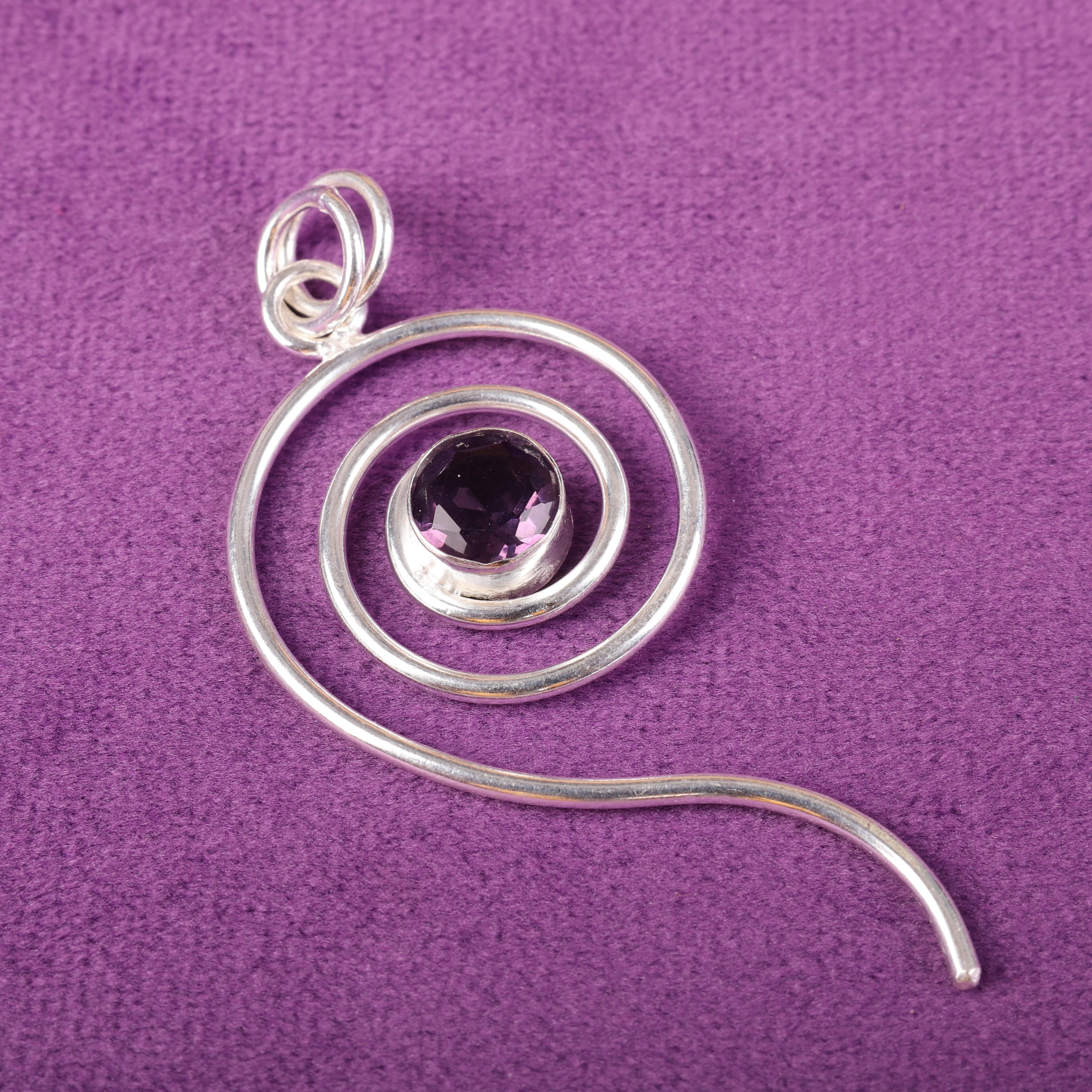 

Amethyst Pendant Gemstone Jewelry, 925 Solid Sterling Silver Pendant, Handmade Pendant Gift For Women 2.57 Inches фиолетовый