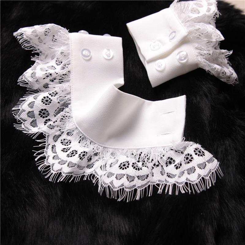 Perfekte Übereinstimmung Weiße Spitze Falsche Ärmel Damen Für Pullover Dekorative Falsche Manschetten Ärmel Hochzeit Spitze Rüschen Falten Geknöpftes Handgelenk Falsche Ärmel