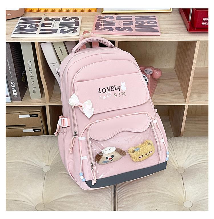Schoolbag Korean rabbit embroidered backpack fresh and sweet junior high school student schoolbag large capacity Japanese women's backpack