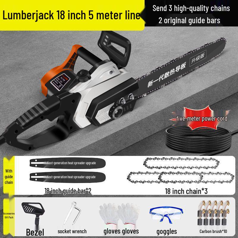 16-Inch Corded Electric Chainsaw: Handheld, Large Capacity for Household and Outdoor Use