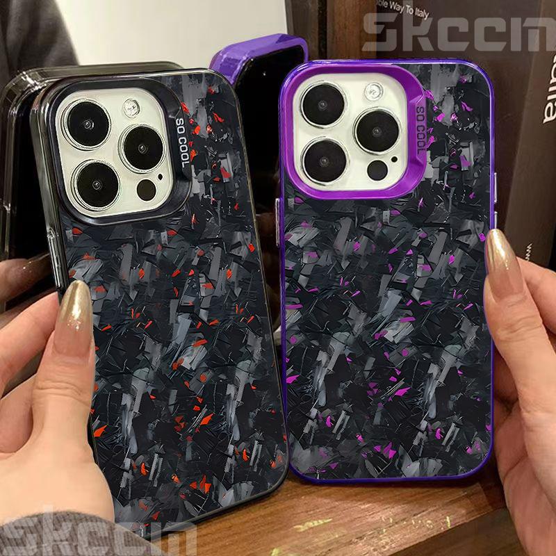 Cooles Carbonfaser-Muster Mattes Hartes Handyhülle Für iPhone 16 16E 15 14 13 12 11 Pro Max XS XR 8 7 Plus Stoßfest Galvanisiertes Cover