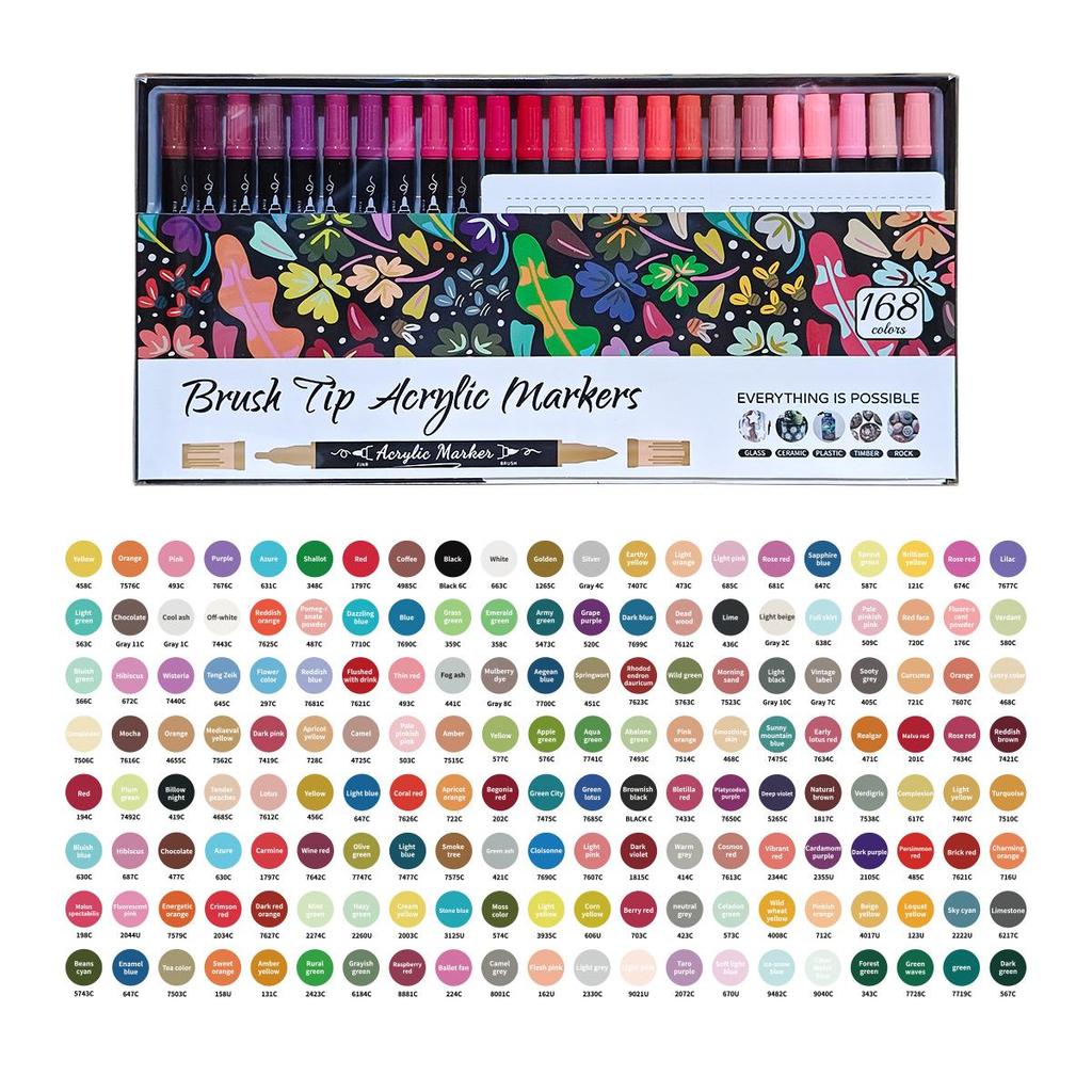 Double-headed Acrylic Marker Pens with Stackable Colors and Soft Brush Tips for Art Painting