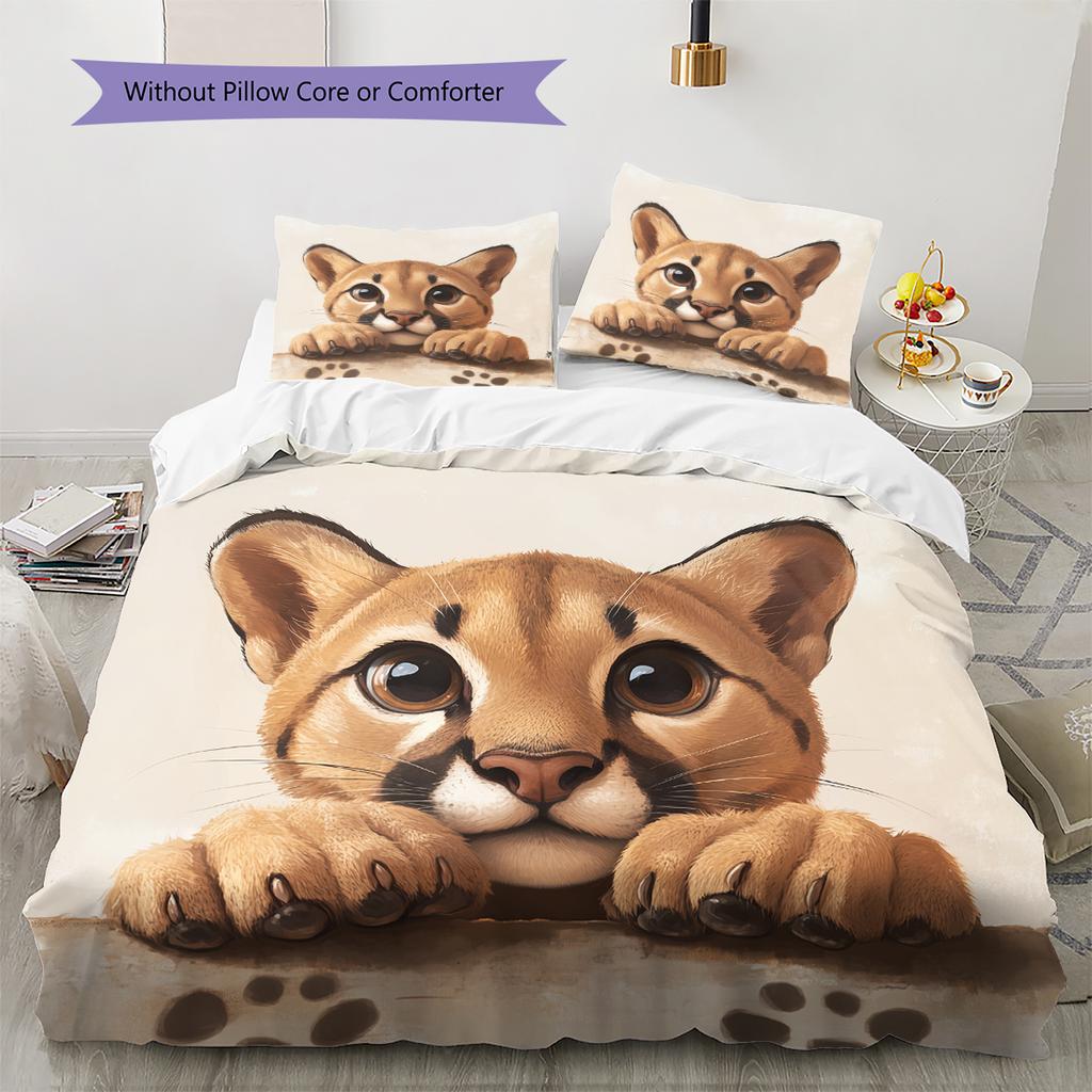 Cougar Pattern Bedding Home Decoration Birthday Gift (1 * duvet cover + 2 * pillowcase, without core)