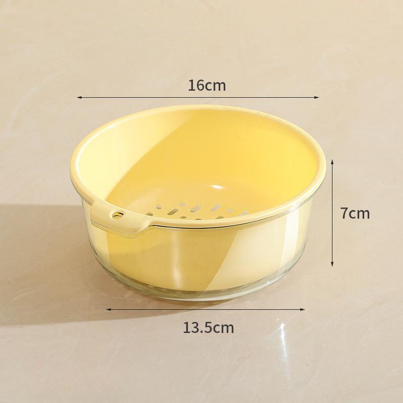 Household Transparent Vegetable Washing Basket Kitchen Draining Basket Double-layer Fruit Washing Basin Filter and Washing Basket