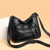Women's Bag Autumn and Winter New Washed Soft Leather Oblique Span Bag Double-layer Large-capacity Shoulder Bag Middle-aged Women's Small Square Bag
