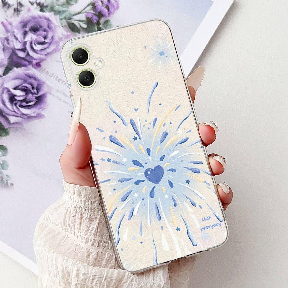 For Samsung A05 Case Clear Cute Cat Fashion Flowers Cool Painted Back Cover For Samsung Galaxy A05 Phone Case SM-A055F SM-A055M