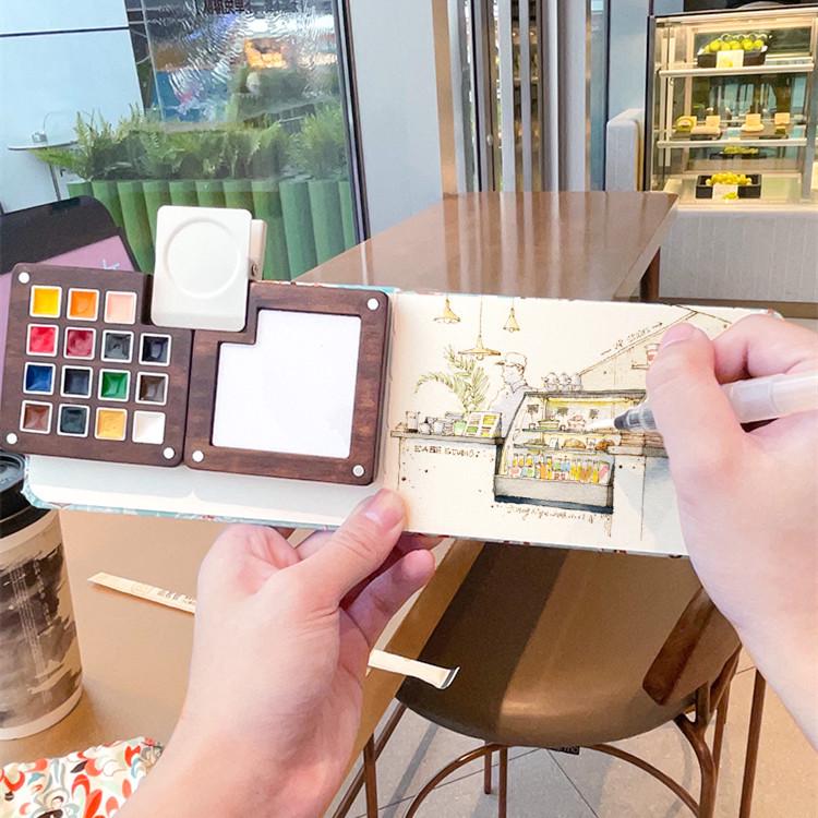 Feile Mini Travel Watercolor Set - Portable Solid Palette for Bird Painting