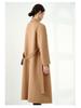 Women's Long Double-Faced 100% Pure Cashmere Ripple Coat with Horn Buttons for Autumn/Winter