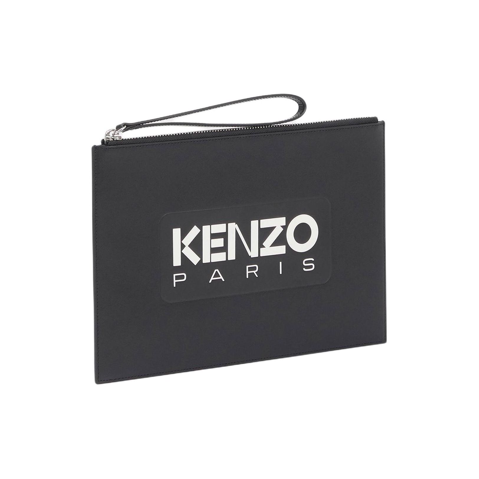 

Kenzo Embossed Solid Color Letter Print Zipper Closure Leather Clutch Bag Large Unisex clutch bags Black FE58PM822L4499 Basic Set (Bag+Dust Bag)