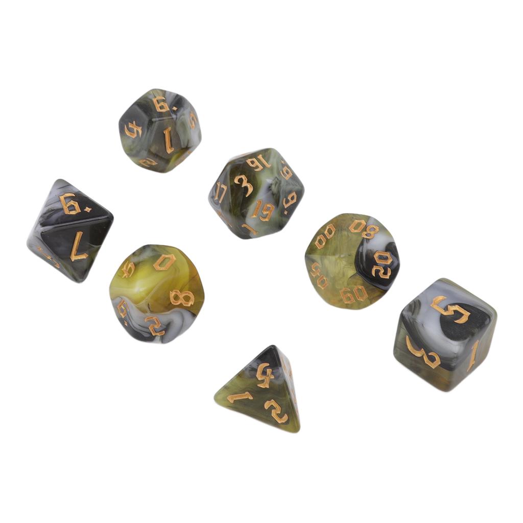 7PCS Polyhedral Number Dice Set Acrylic Table Board Game Dice Toys Waterproof Wear Resistant