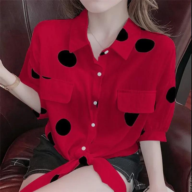 

Blusas Mujer весна-осень женские тонкие рубашки Camisas сорочки свободные блузки больших размеров женские топы корейские Blusas карманы M красный