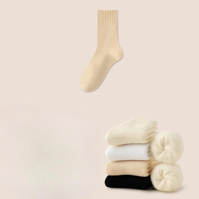 

Женские осенне-зимние утолщенные плюшевые снежные однотонные носки-гольфы теплые домашние напольные носки 1 pair