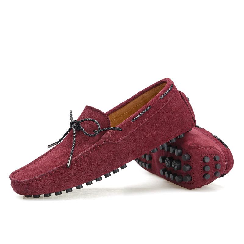 Big Size 46 47 Wine Red Man Moccasins Men Loafers High Quality Leather Shoes Slip On Flats Shoes Casual Gommino Driving Shoes
