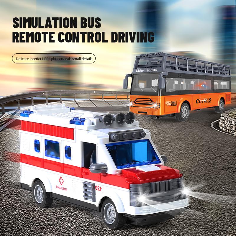 Non-Toxic 1/30 Remote Control School Bus High Speed 4 Channels Tour Bus Model Double Decker Sightseeing Electric Rc Car Kids Toys Gift