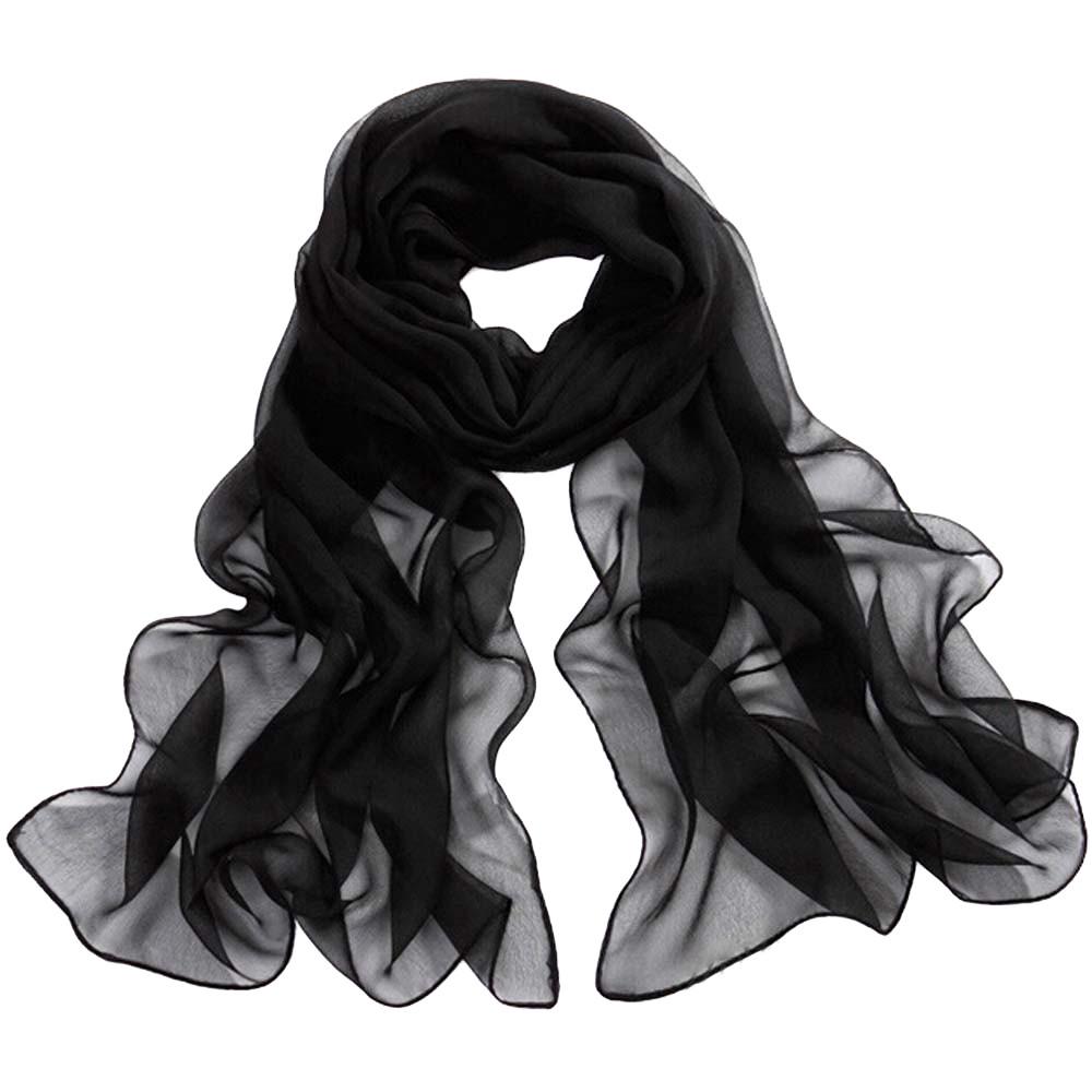 

Girls Women Long Soft Thin Wrap Lady Shawl Chiffon Scarf Beach Scarves чёрный