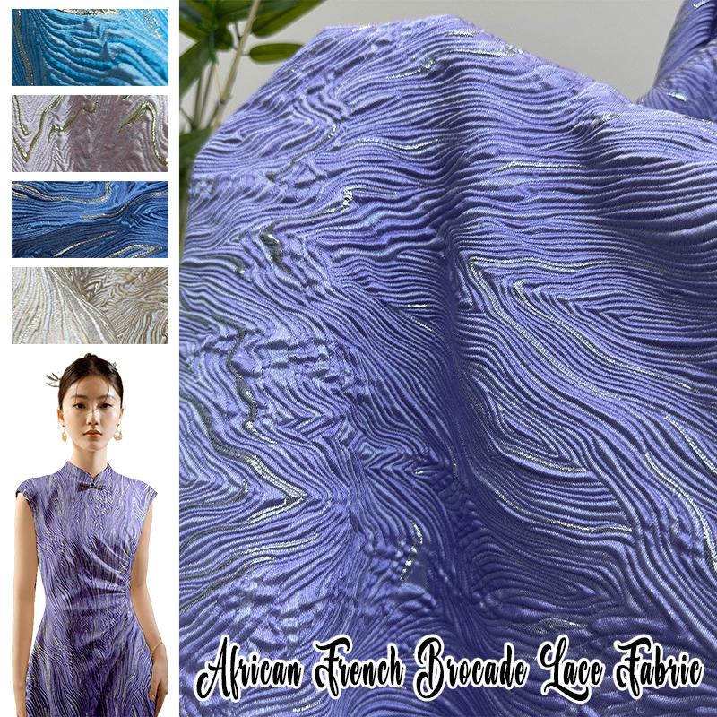 1M Flowing Gold Thread 3D Texture Gold-plated Cotton Satin Fabric Oil Painting Jacquard Fabric For Diy Sewing Dress Cheongsam