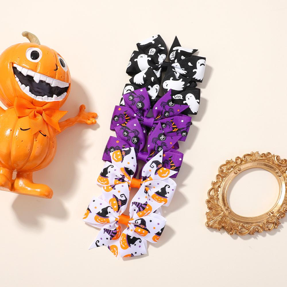 Popular Children'S Hair Accessories Set Accessories Halloween Ribbed Bow Hairpin Children'S Accessories 638