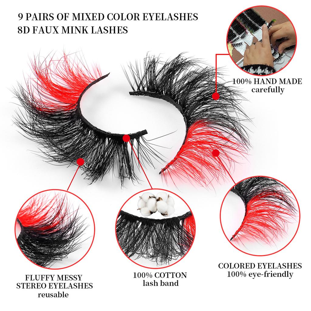 Color High Imitation Mink Hair False Eyelashes Thick Natural Eyelashes Messy Curled Eyelashes