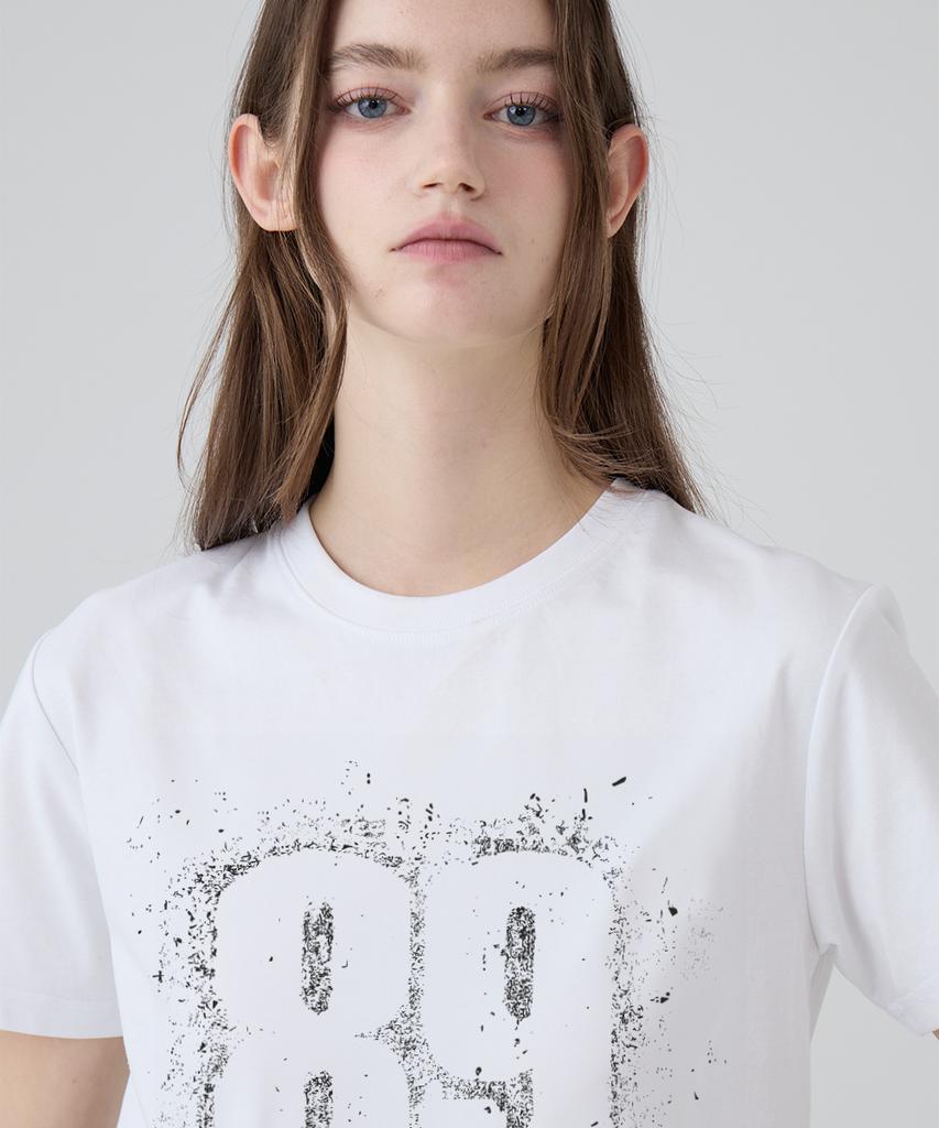 DANGLEDROP Dgdp Vintage Number Semi-Crop Short Sleeve_White