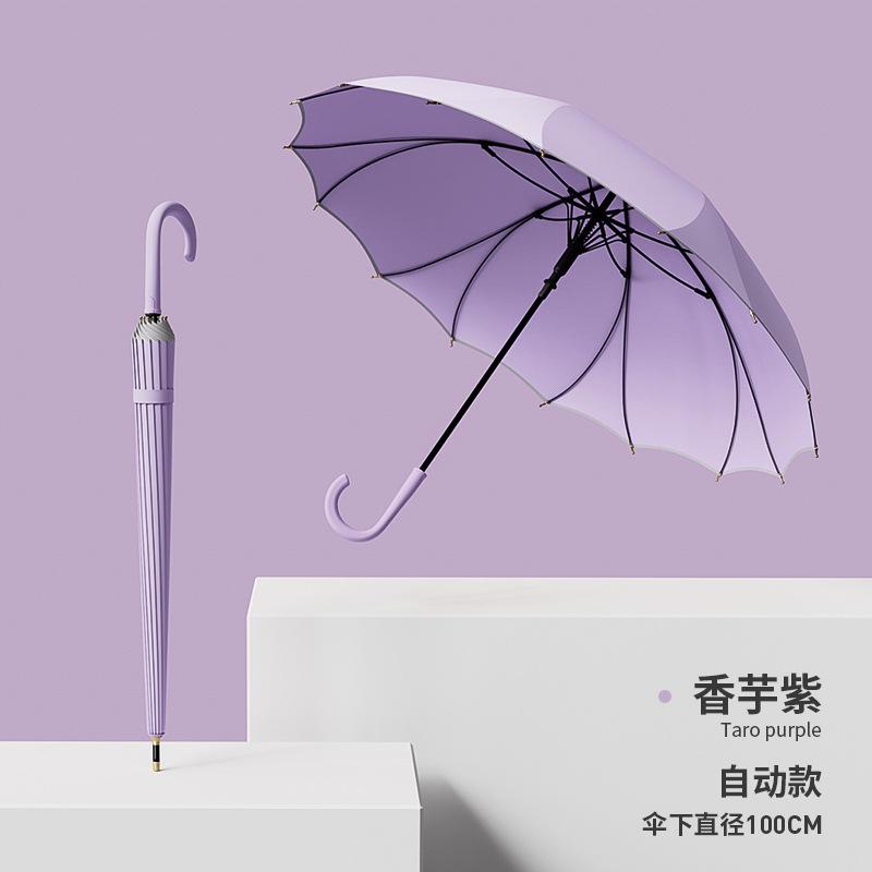 Simple one-piece long-handled umbrella, the same for men and women, automatic enlarged straight rod umbrella, wind-resistant and strong umbrella
