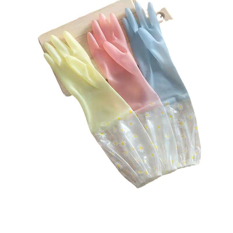 Extra Long Waterproof Dishwashing Gloves for Kitchen and Laundry, Jelly Color PVC