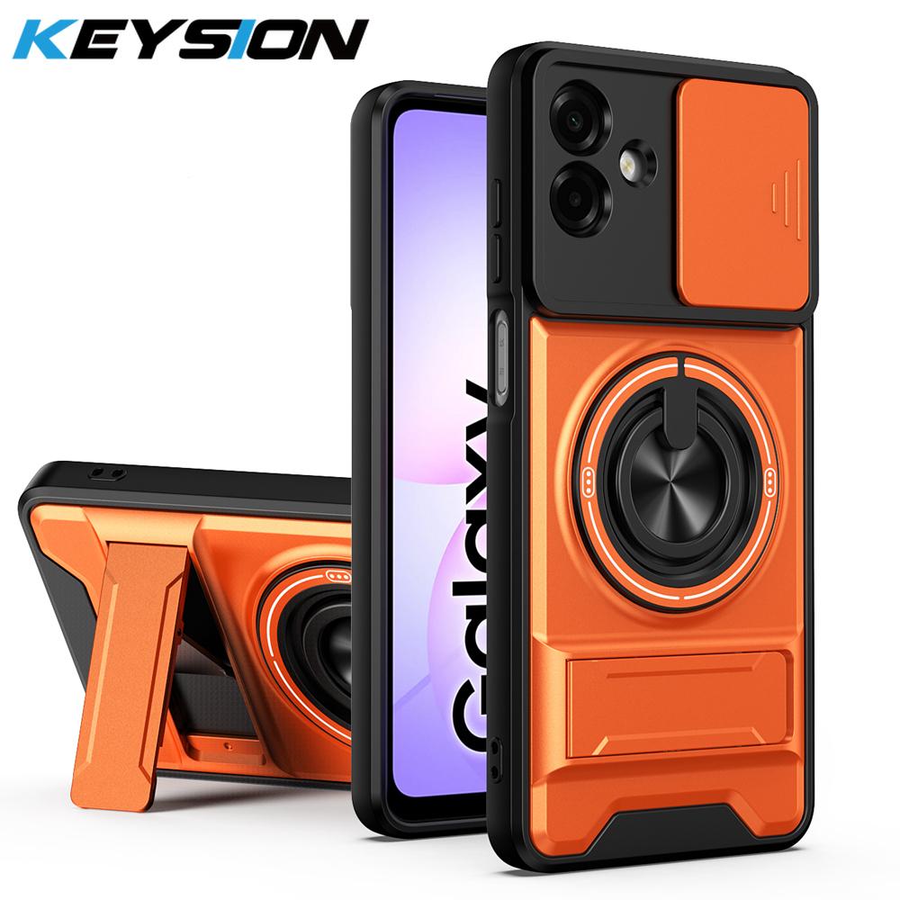 KEYSION Magnetic Phone Case for Samsung A07 A06 4G A05 Slide Camera Protection Upright Kickstand 360 Ring Shockproof Back Cover