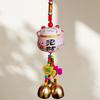 Fortune Cat Ceramic Wind Chimes Hanging Car Charm Garden Charm Decorations Crafts Wind Chimes Metal Bells Good Luck Wind Chimes