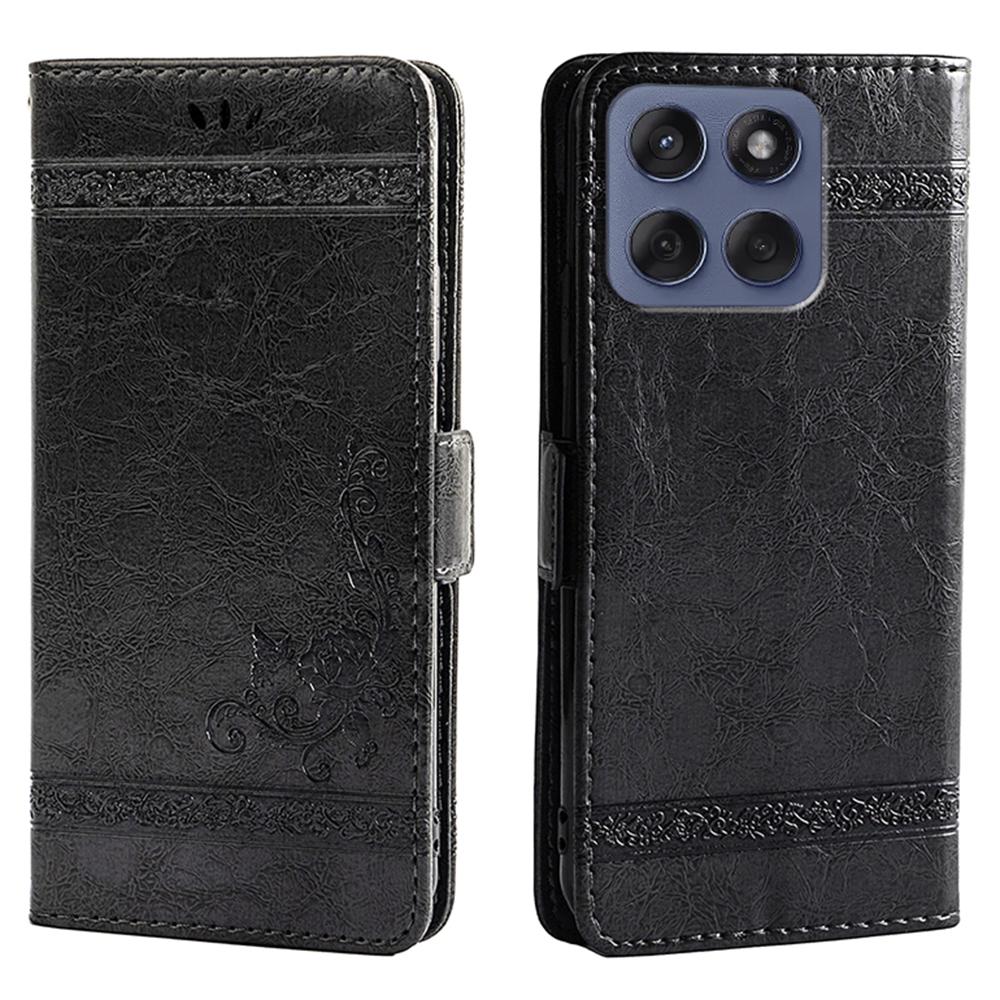 For Motorola Edge 60 Fusion 5G Case Flower Imprint Wallet Leather Phone Cover with Side Buckle