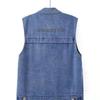 Plus Size Women's Denim Vest with Large Pockets for Spring/Fall