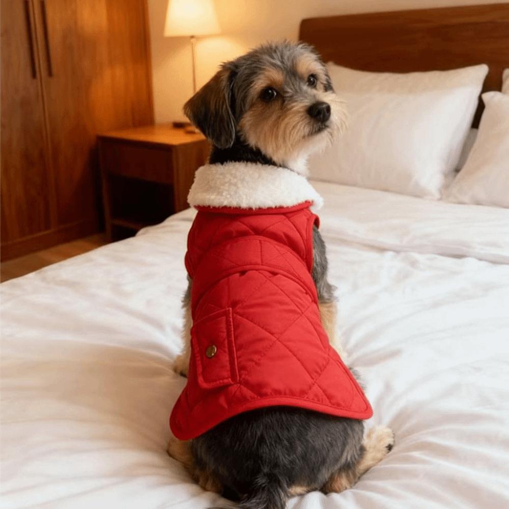 Warm Dog Winter Coat Thickened Adjustable Dog Thermal Clothing High Collar Soft Fleece Dog Vest Jacket Autumn Winter